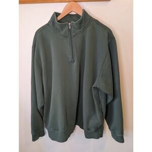 L.L. Bean Quarter Zip Sweatshirt Men's XL Forest Green Cotton Pullover